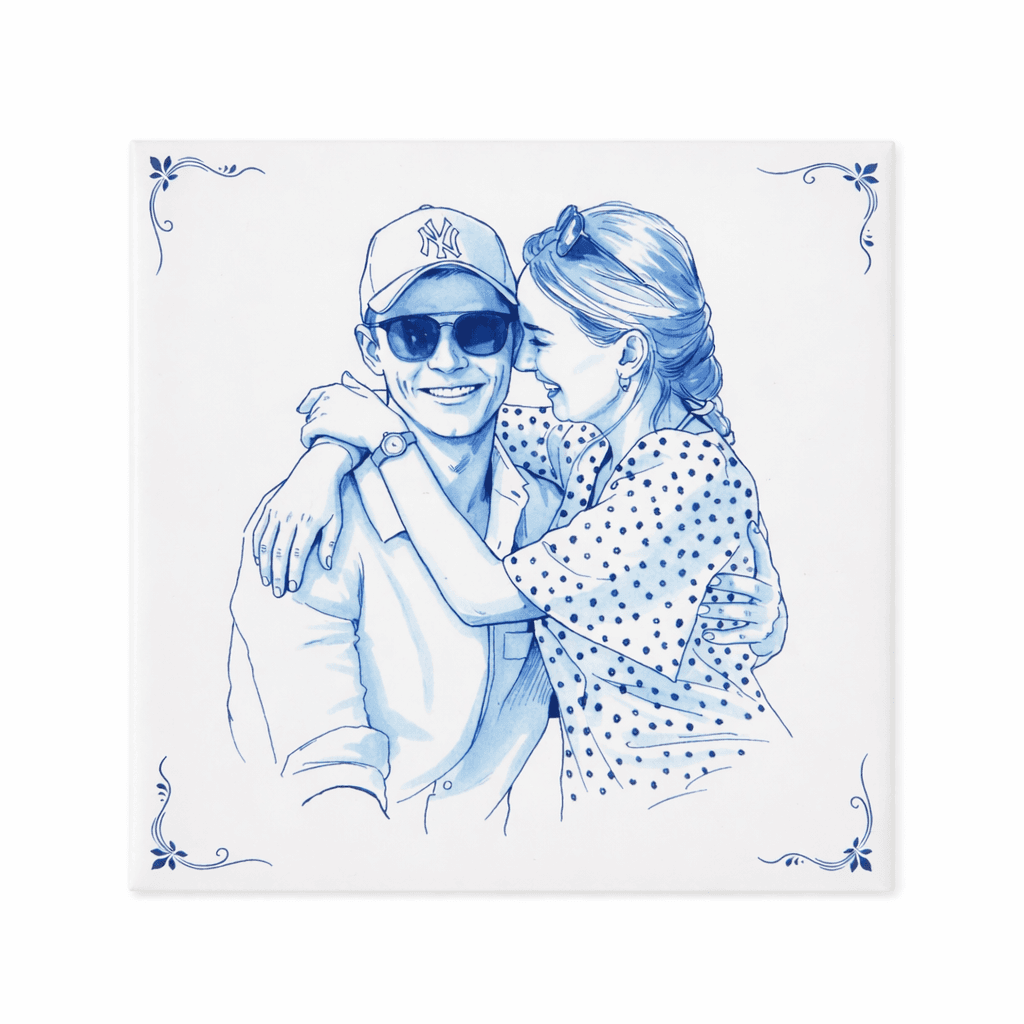 Gepersonaliseerd Delfts blauw tegeltje