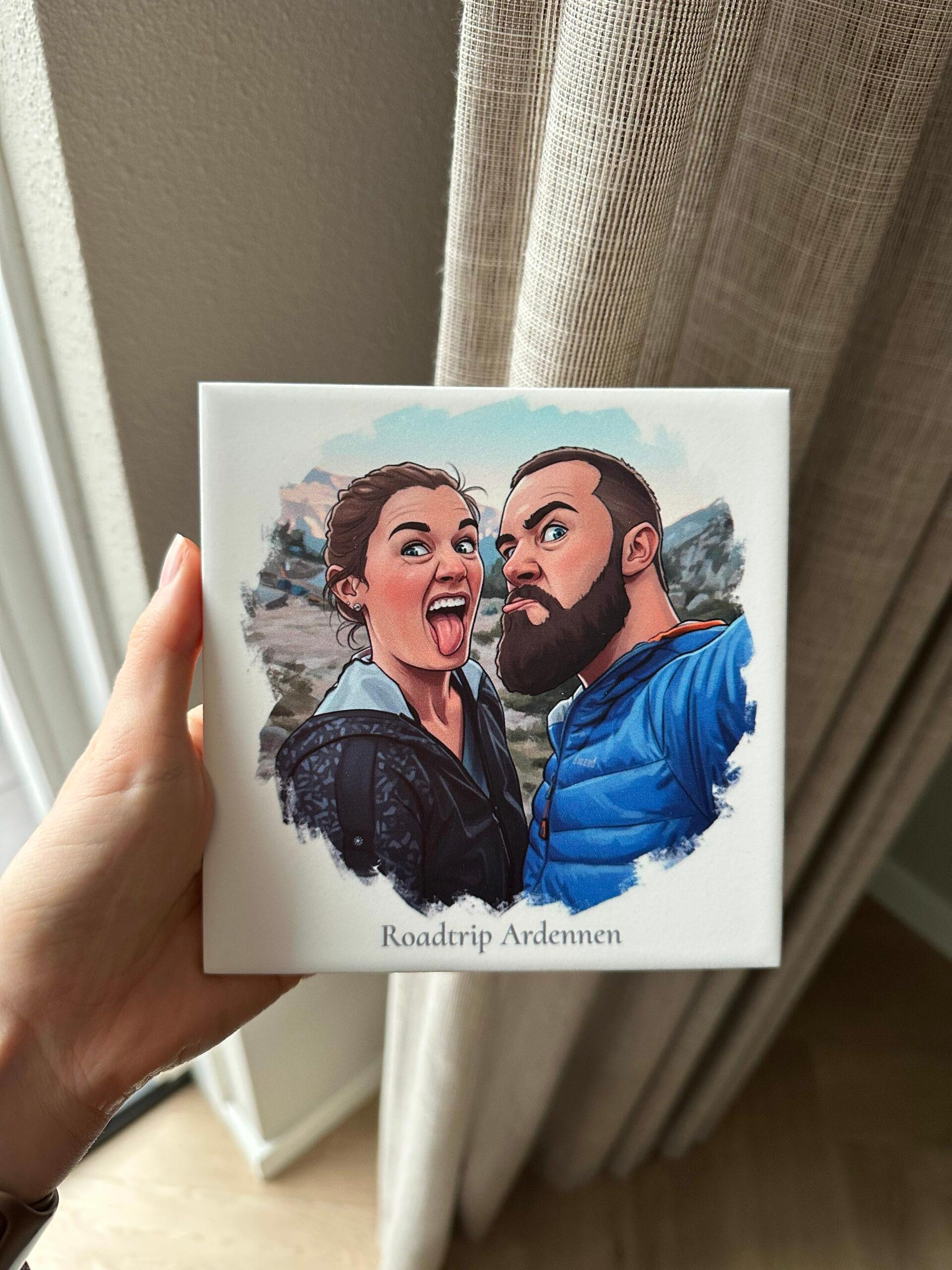 Gepersonaliseerd cartoon tegeltje 2