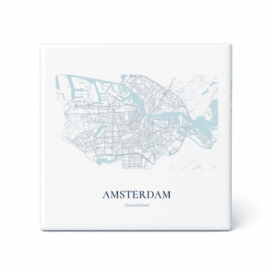 Kaarttegeltje Amsterdam in de stijl Delfts blauw