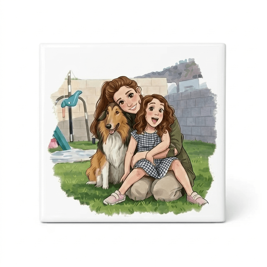 Gepersonaliseerd cartoon tegeltje