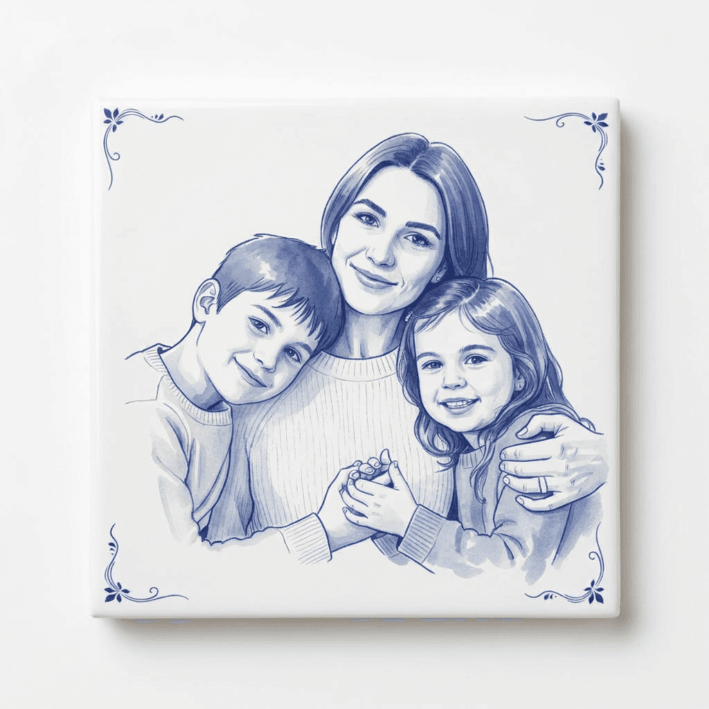 Moederdag familiefoto tegeltje